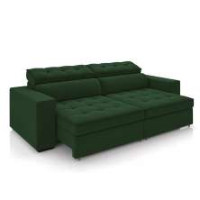 Sofá Decorativo Hugo 2 Lugares 208cm Reclinável e Retrátil Veludo Verde G45 - Gran Belo