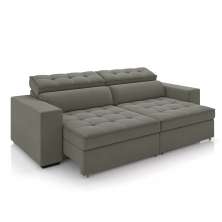 Sofá Decorativo Hugo 4 Lugares 246cm Reclinável e Retrátil Veludo Cinza G45 - Gran Belo