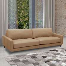 Sofá Decorativo Isaac 3 Lugares Sala de estar 210cm Pés em Aço Couro Nude G88 - Gran Belo