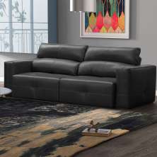 Sofá Decorativo Monica 3 Lugares Sala de estar 252cm Reclinável e Retrátil Couro Preto G40 - Gran Belo