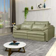 Sofá Decorativo Piece Bipartido Retrátil Sala de Estar 250cm Couro Fendi G58 - Gran Belo