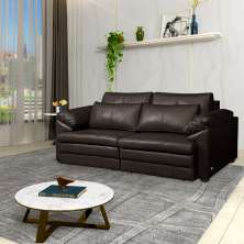 Sofá Decorativo Piece Bipartido Retrátil Sala de Estar 250cm Couro Marrom G58 - Gran Belo