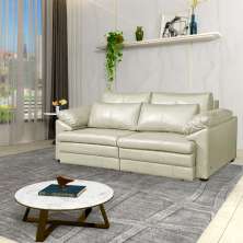 Sofá Decorativo Piece Bipartido Retrátil Sala de Estar 250cm Couro Tiza G58 - Gran Belo