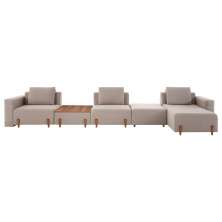 Sofá Decorativo Pierre 5 Módulos Linho Bege/Noce G66 - Gran Belo