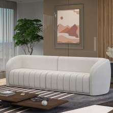 Sofá Decorativo Sala de Estar 292cm Adam 4 Lugares Boucle Branco G45 - Gran Belo