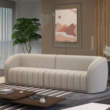 Sofá Decorativo Sala de Estar 332cm Adam 4 Lugares Veludo Bege G45 - Gran Belo