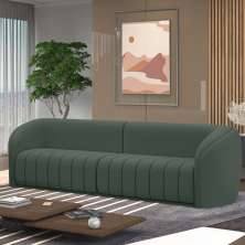 Sofá Decorativo Sala de Estar 332cm Adam 4 Lugares Veludo Cinza G45 - Gran Belo