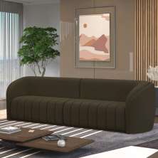 Sofá Decorativo Sala de Estar 332cm Adam 4 Lugares Veludo Marrom G45 - Gran Belo