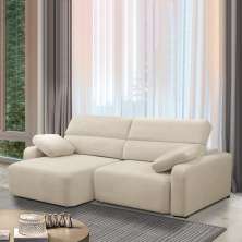 Sofá Decorativo Sala de Estar Ibiza 4 Lugares 280cm Reclinável e Retrátil Bouclê Bege Claro G89 - Gran Belo
