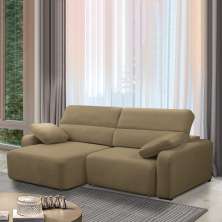 Sofá Decorativo Sala de Estar Ibiza 4 Lugares 280cm Reclinável e Retrátil Bouclê Castor G89 - Gran Belo