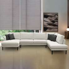 Sofá Decorativo Sala de Estar Osaka 310cm Modulado em U com Almofadas Pés em Madeira Linho Off White G89 - Gran Belo