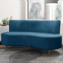 Sofá Living 2 Lugares 160cm Aang Pés Palito Veludo Azul Marinho G33 - Gran Belo