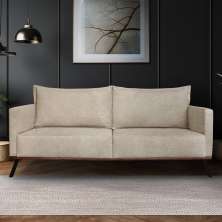 Sofá Living 2 Lugares com Pés de Ferro Almofadas Soltas 200cm Saiph Bouclê Bege G63 - Gran belo