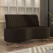 Sofá Living Decorativo 2 Lugares 1,35M Katara Marrom Veludo G33 - Gran Belo