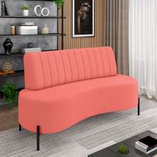 Sofá Living Decorativo 2 Lugares 1,35M Katara Pés de Ferro Linho Rústico Salmão G33 - Gran Belo