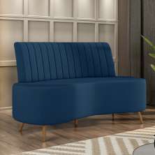 Sofá Living Decorativo 2 Lugares 1,60M Katara Azul Veludo G33 - Gran Belo