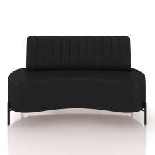 Sofá Living Decorativo 2 Lugares 1,60M Katara Pés de Ferro PU Preto G33 - Gran Belo