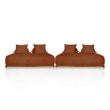 Sofá Modulado 6 Lugares com Almofadas Soltas Pés Madeira Maciça 400cm Homer Bouclê Terracota G63 - Gran Belo