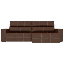 Sofá Retrátil 204cm Nero Couro Marrom G52 - Gran Belo