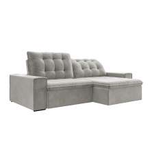 Sofá Retrátil 294 cm Sala de Estar Gabi Suede Cinza G52 - Gran Belo