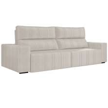 Sofá Retrátil 294 cm Sala de Estar Leonel Suede Bege G52 - Gran Belo