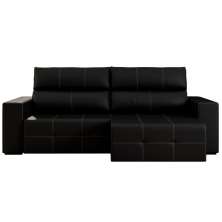 Sofá Retrátil Reclinável 4 Lugares Sala de Estar 264cm Russo Couro Preto G52 - Gran Belo