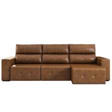 Sofá Retrátil Reclinável 4 Lugares Sala de Estar 284cm Russo Couro Caramelo G52 - Gran Belo