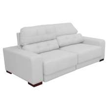 Sofá Sala de Estar Retrátil e Reclinável 3 Lugares Lisboa 230cm Couro Branco G58 - Gran Belo