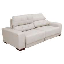 Sofá Sala de Estar Retrátil e Reclinável 4 Lugares Lisboa 250cm Couro Off White G58 - Gran Belo