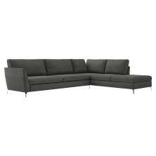 Sofá de Canto Chaise Direito 267 cm Olívia Suede Grafite G52 - Gran Belo