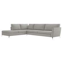Sofá de Canto Chaise Esquerdo 267 cm Olívia Suede Cinza G52 - Gran Belo