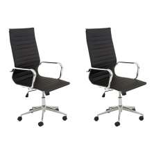 kit 2 Cadeiras Executivas Escritório Royal PU Sintético Preta G56 - Gran Belo