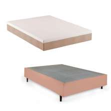Cama Box Casal com Colchão Guldi Comfort com Massageador Quântico Molas Ensacadas (30x138x188) Bege e Branco