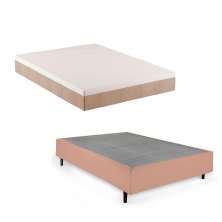 Cama Box King com Colchão Guldi Comfort com Massageador Quântico Molas Ensacadas (30x193x203) Bege e Branco