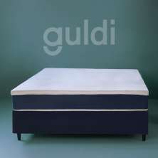 Cama Box King com Colchão Mola Ensacada Mola Ensacada Guldi Macio Branco e Azul