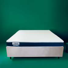 Cama Box Queen com Colchão Guldi Duplo Espuma D28 Azul e Natural