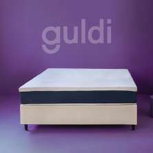 Cama Box Queen com Colchão Mola Ensacada Macio Guldi Natural e Azul
