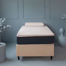 Cama Box Solteiro com Colchão Mola Ensacada Guldi Macio e 1 Travesseiro Guldi Nasa Viscoelástico Natural, Azul e Branco