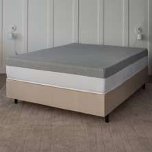 Cama Box Viúva Bege com Colchão Guldi Dream Mola Ensacada (30x128x188) Cinza e Branco