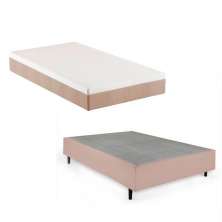 Cama Box Viúva com Colchão Guldi Comfort com Massageador Quântico Molas Ensacadas (30x128x188) Bege e Branco