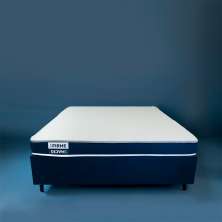 Cama Box Viúva com Colchão Guldi Duplo Plus D28 Branca e Azul