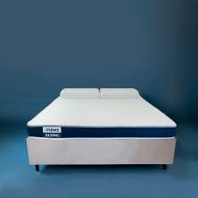 Cama Box com Colchão Viúva Guldi Duplo D28 e 2 Travesseiros Guldi Soft Nasa Branco e Bege