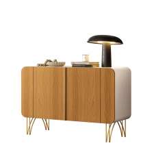 Aparador Buffet Sala Benvenuto Com 2 Portas e Pés em Aço Off White/Cinamomo
