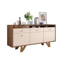 Aparador Buffet Sala Sollare Com Pés Madeira Maciça Castanho/Off White