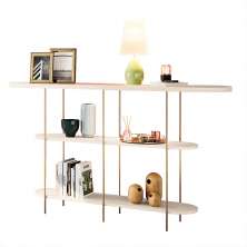 Aparador Decorativo Infinity Sala de Estar Tampo em Vidro e Pés em Aço Off White G26 - Hb Móveis