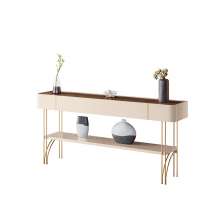 Aparador Decorativo Vivant Pés de Aço MDP/MDF Off White/Castanho G26 - HB Móveis