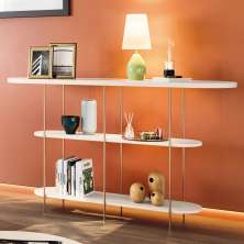 Aparador de Sala com Prateleiras Pé Metal Infinity Off White - HB Móveis