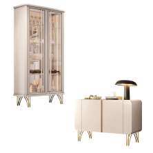 Conjunto 1 Cristaleira e 1 Buffet Decorativo Évora/Benvenuto Off White G26 - HB Móveis