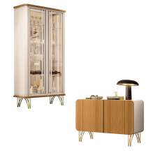 Conjunto 1 Cristaleira e 1 Buffet Decorativo Évora/Benvenuto Off White/Cinamomo G26 - HB Móveis