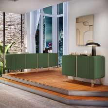 Conjunto Buffets Sala de Estar Benvenuto/Saluti MDP/MDF Pés em Aço Verde Pistache G26 - HB Móveis